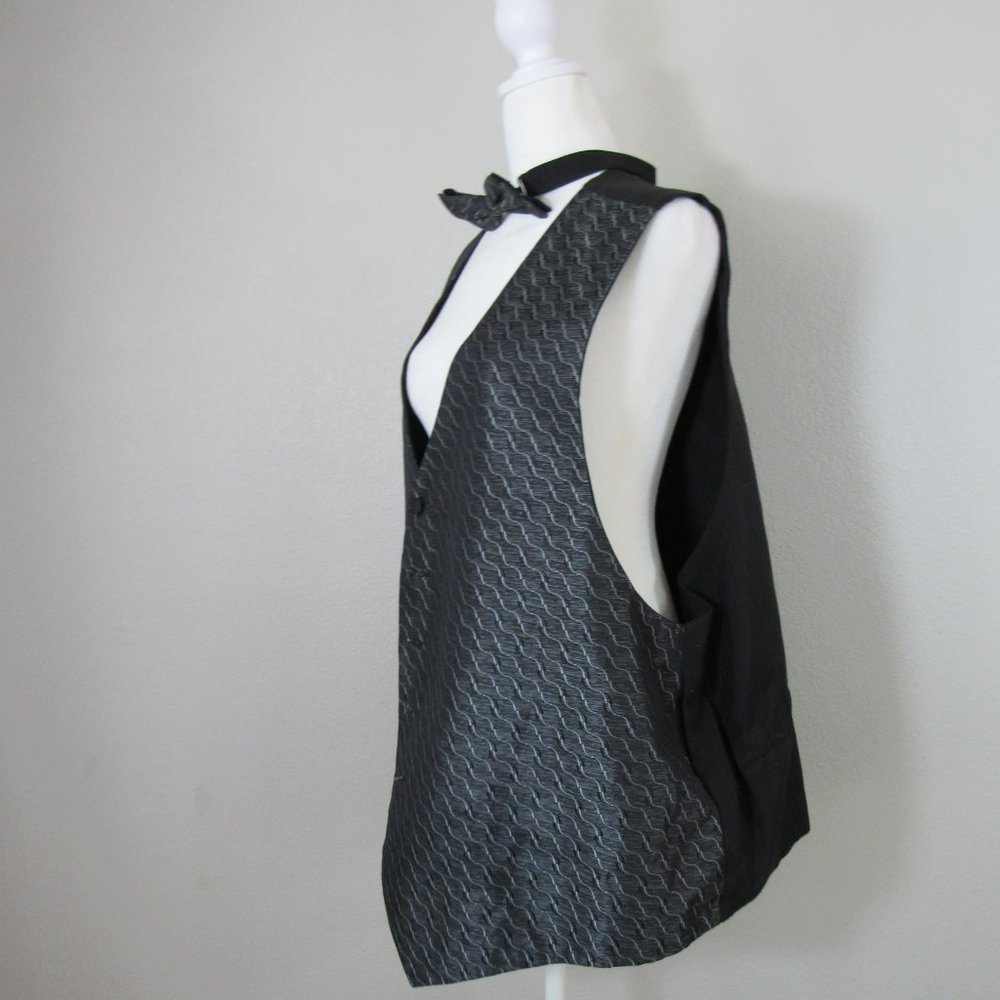 Bill Blass Gray Button Up Formal Vest Prom Wedding w/ Bow Tie XXL - Picture 6 of 9
